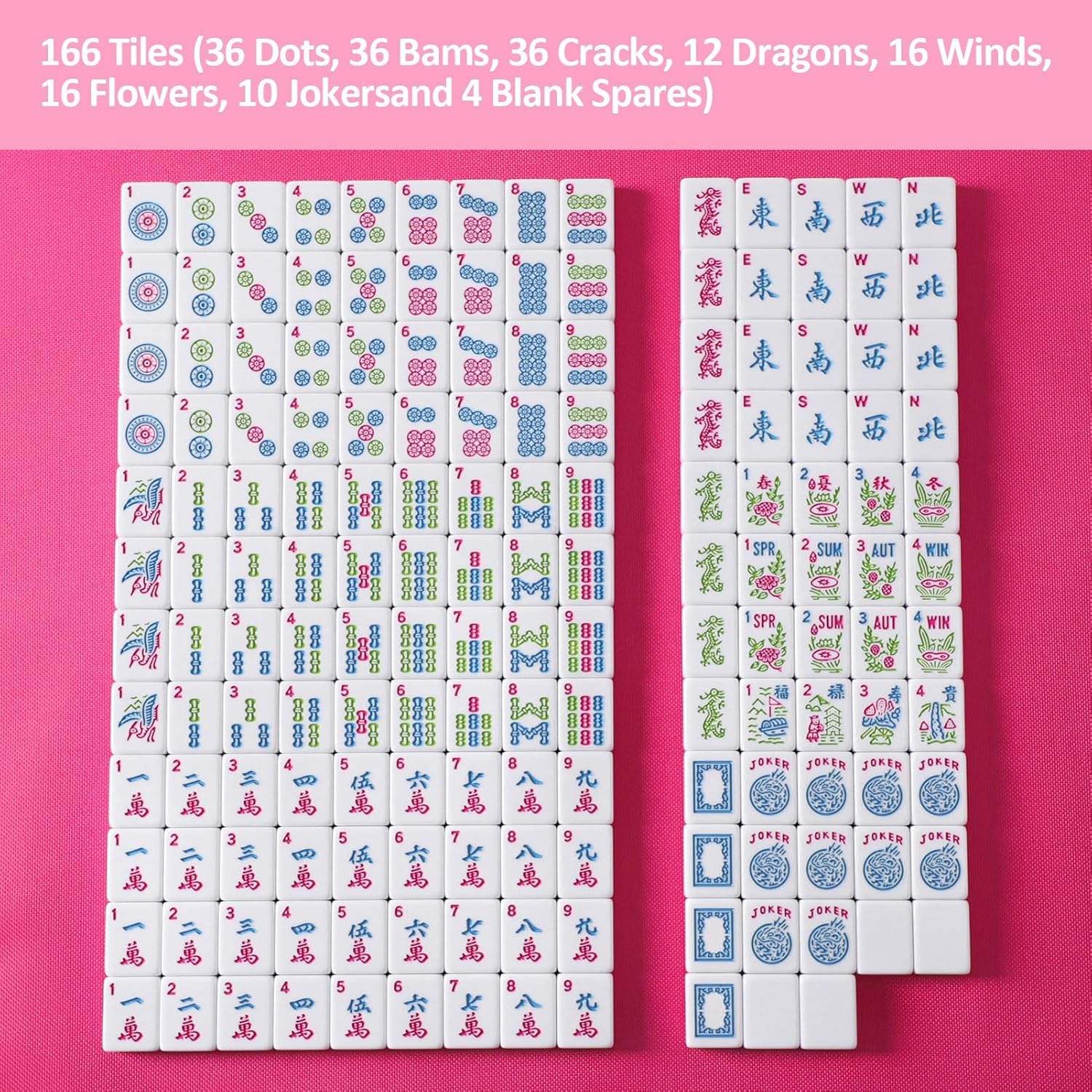 Thumbnail 4 de GUSTARIA American Mahjong Game Set with 166 Pink Tiles