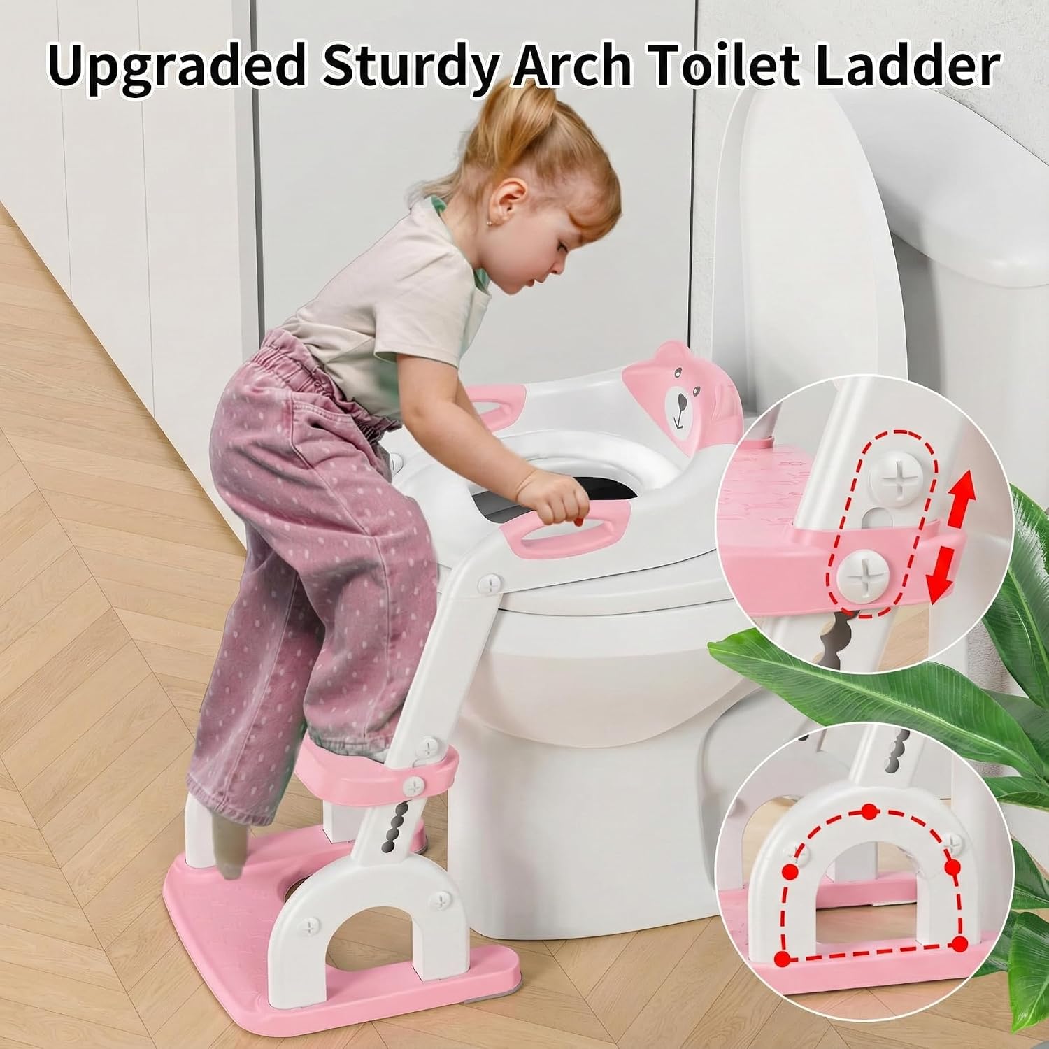 Thumbnail 6 de Toilettensitz Kinder mit Treppe (2-in-1) – höhenverstellbar für Jungen & Mädchen, Rose Drei Treppe