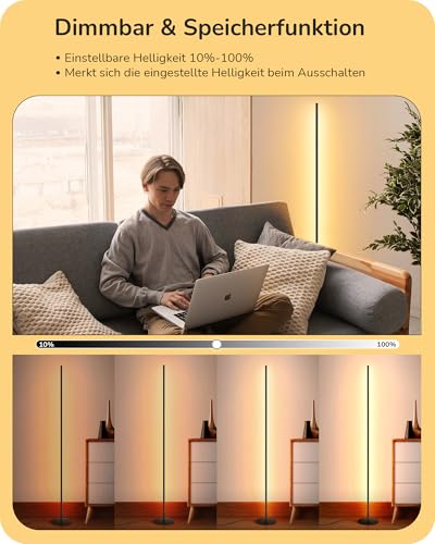 Detalle 2 de EDISHINE Lámpara de Pie Salón | LED regulable y altura ajustable en negro