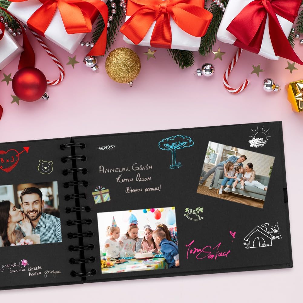 Detalle 2 de Aolso doe-het-zelf fotoalbum met 30 zwarte bladen en creatieve set