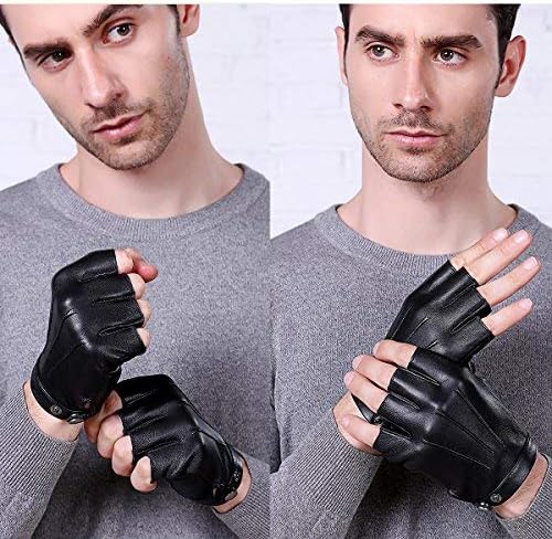 Detalle de Wepop Fingerless Driving Gloves, PU Faux Leather Half-Finger Touchscreen Gloves