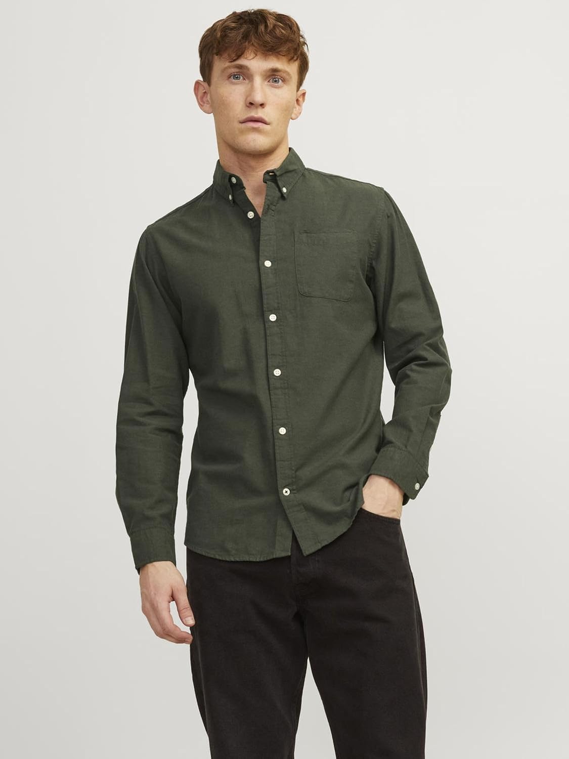 Detalle 2 de JACK & JONES men’s long-sleeve collared shirt (slim fit) in 100% cotton
