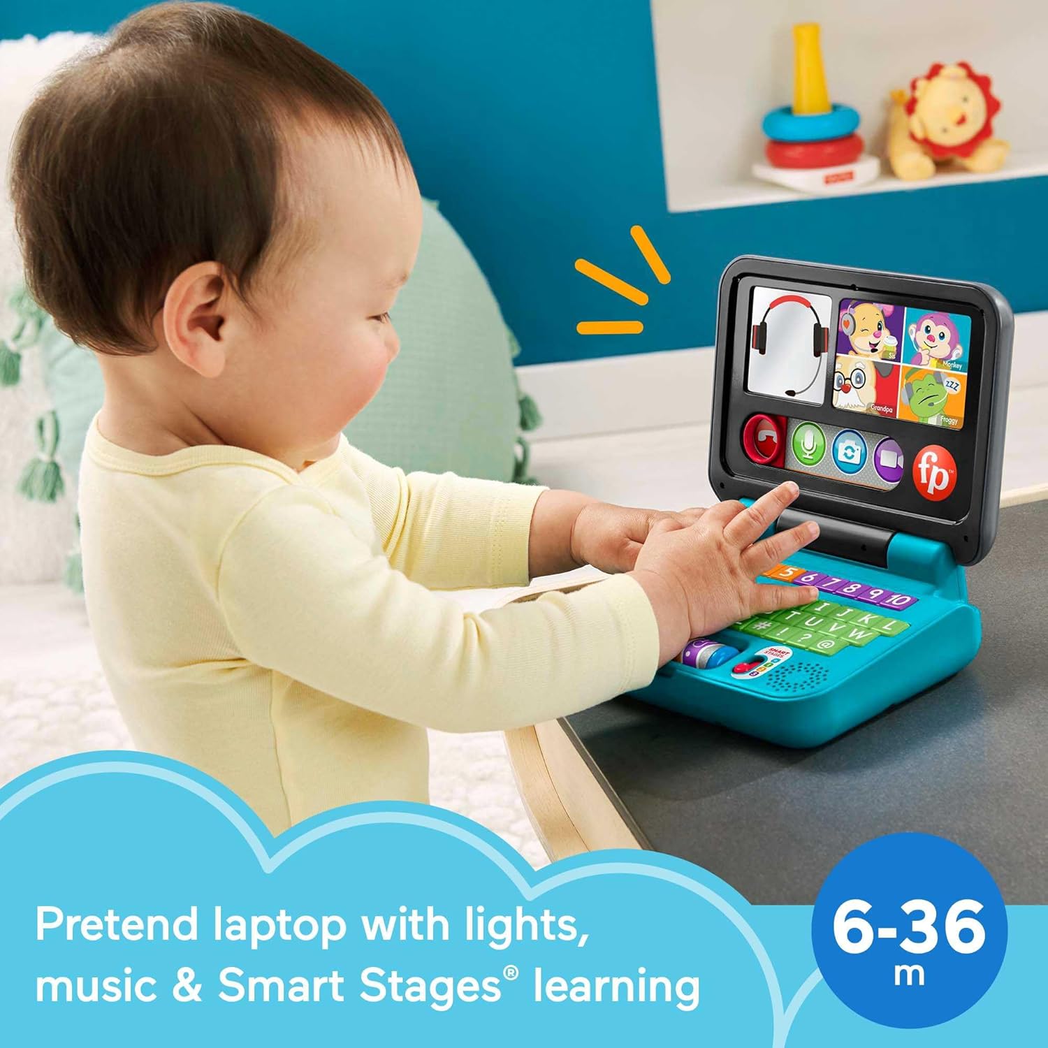 Detalle de Fisher-Price Laugh & Learn Let's Connect Laptop – UK Edition (HGW96)