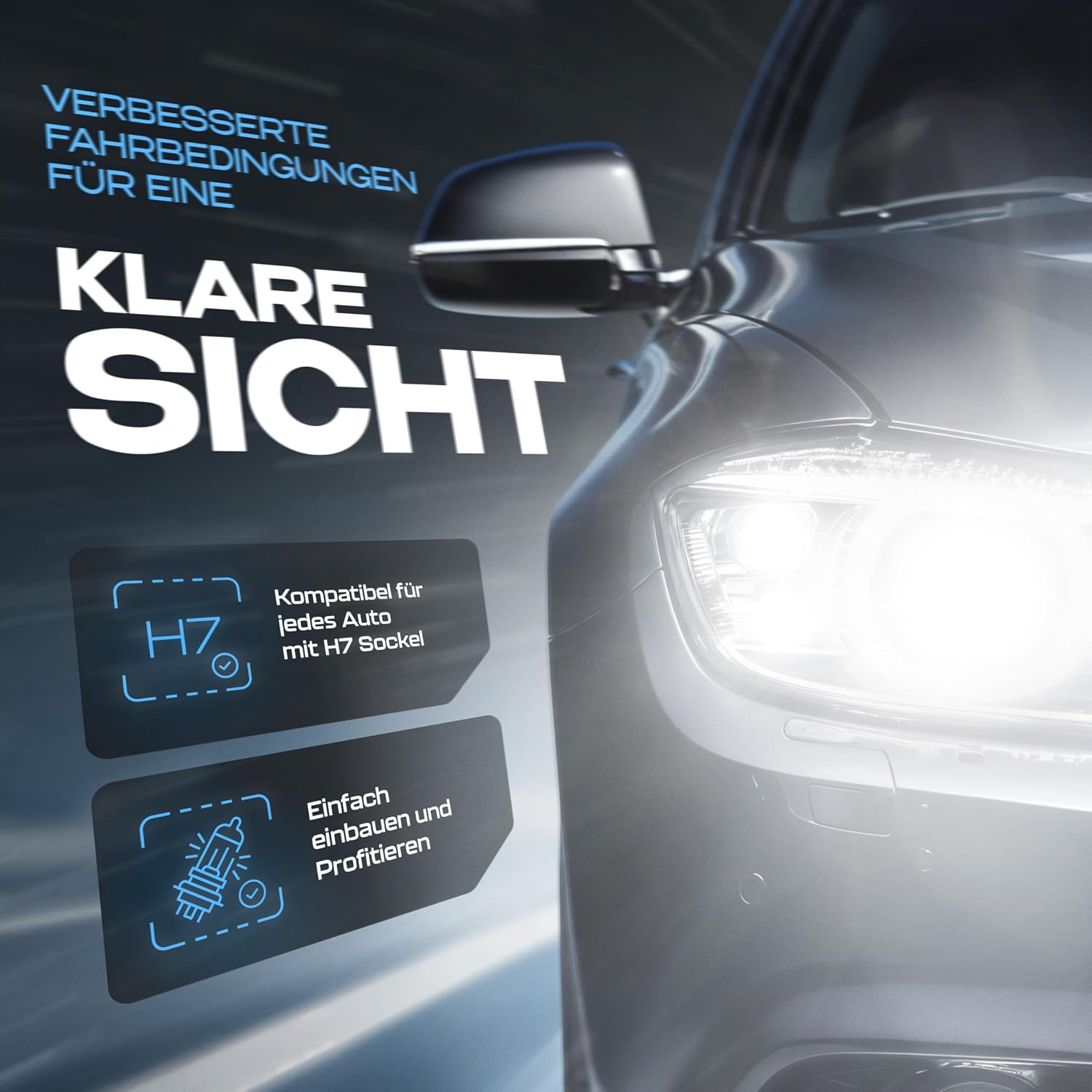Detalle de Gread 2x H7 Halogenlampen „super-white“ (8500K) mit E-Prüfzeichen – Xenon-Optik