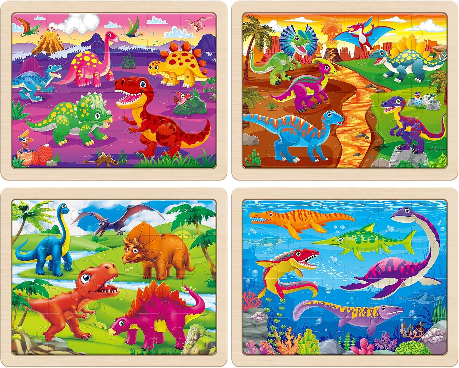 Detalle de SYNARRY Large Wooden Dinosaur Puzzles for Toddlers and Kids 3-6