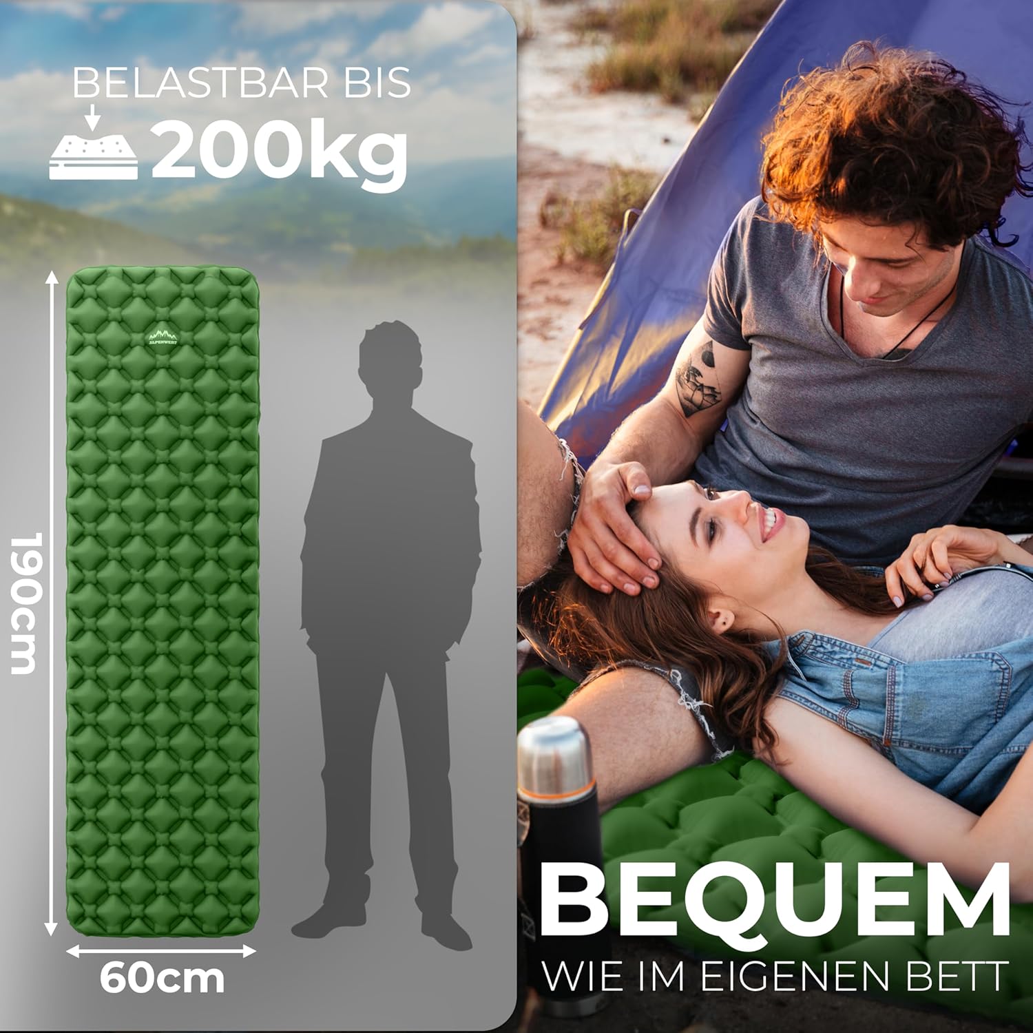 Thumbnail 4 de Alpenwert Isomatte Outdoor: ultraleichte Luftmatratze fürs Camping & Wandern (531 g)