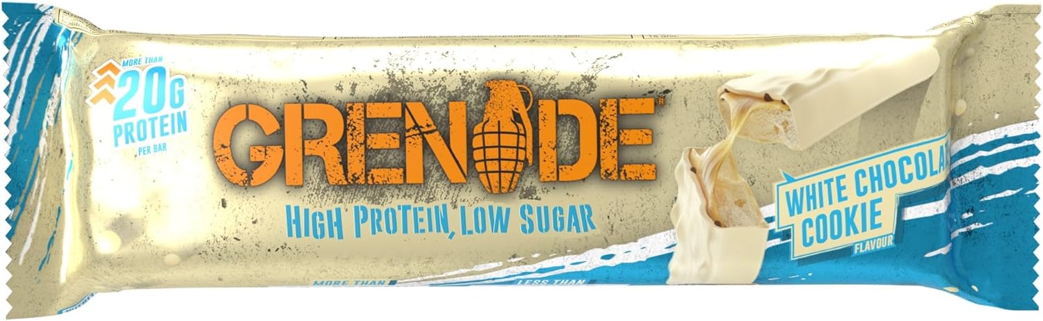 Detalle de Grenade Proteinriegel White Chocolate Cookie – proteinreich, Zuckerarm (12 × 60 g)