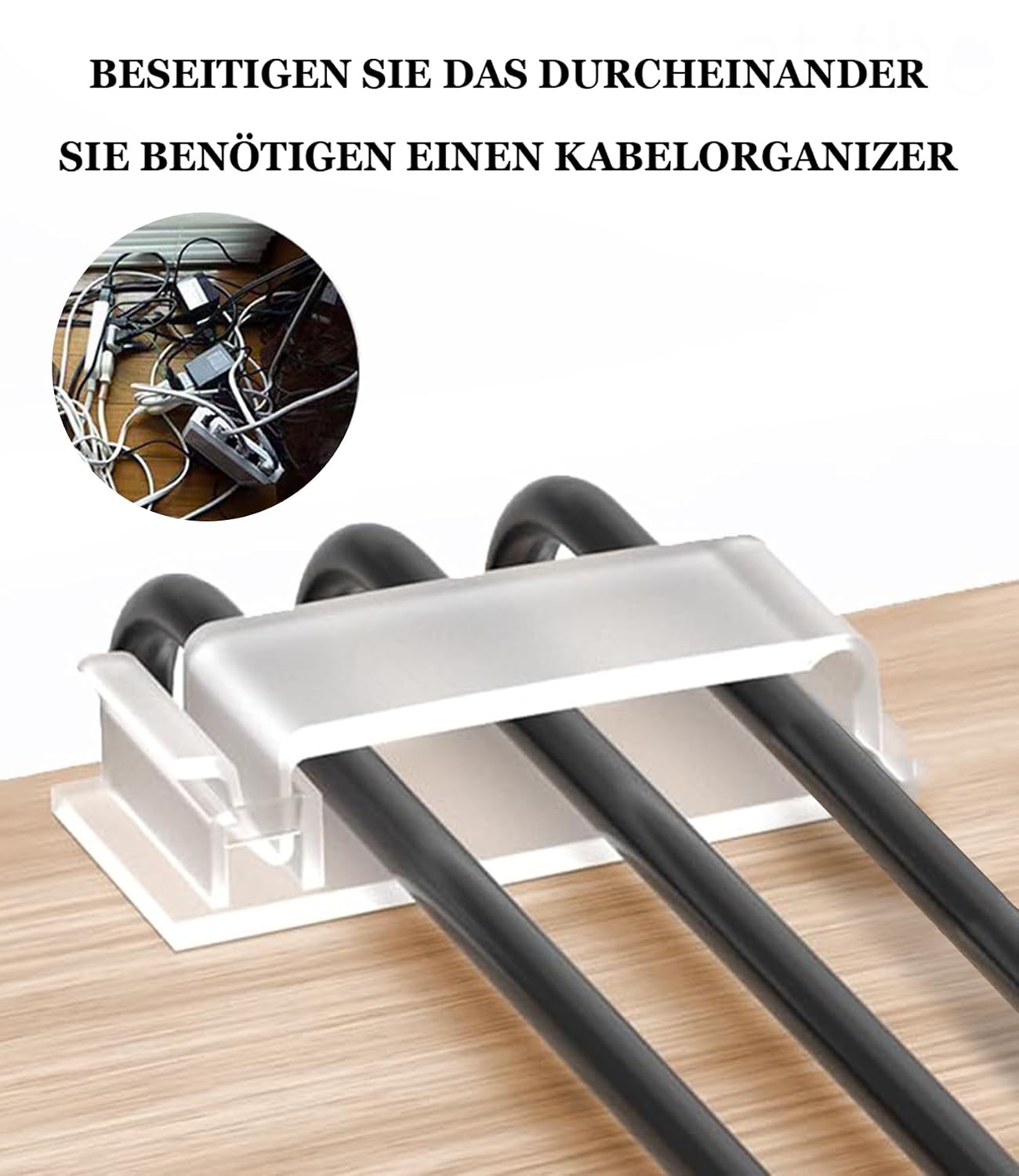 Detalle 2 de MiuCo Kabelklemmen Set 60 Stück, transparent