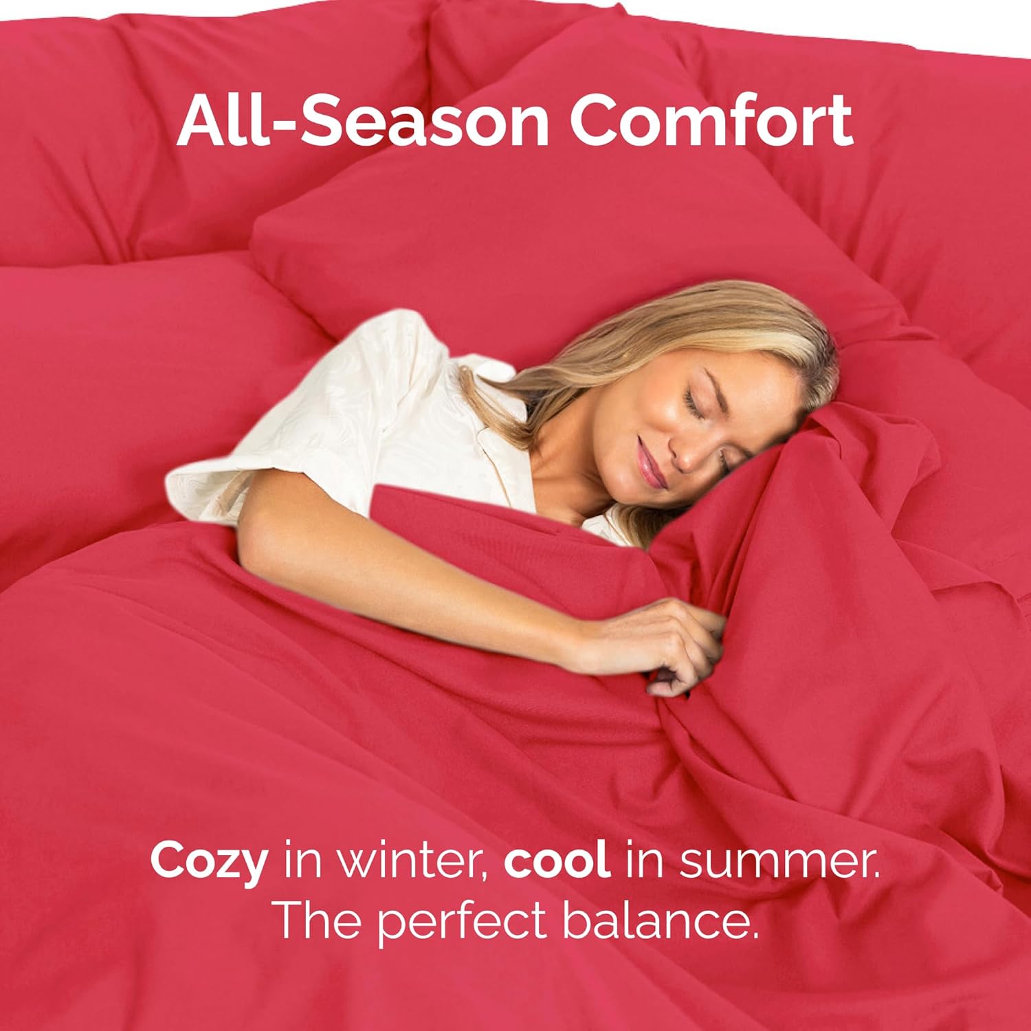 Thumbnail 5 de CGK Unlimited King Size Flat Sheet (Hotel Quality, Red) — Ultra-Soft, Breathable, Cooling & Easy-Care