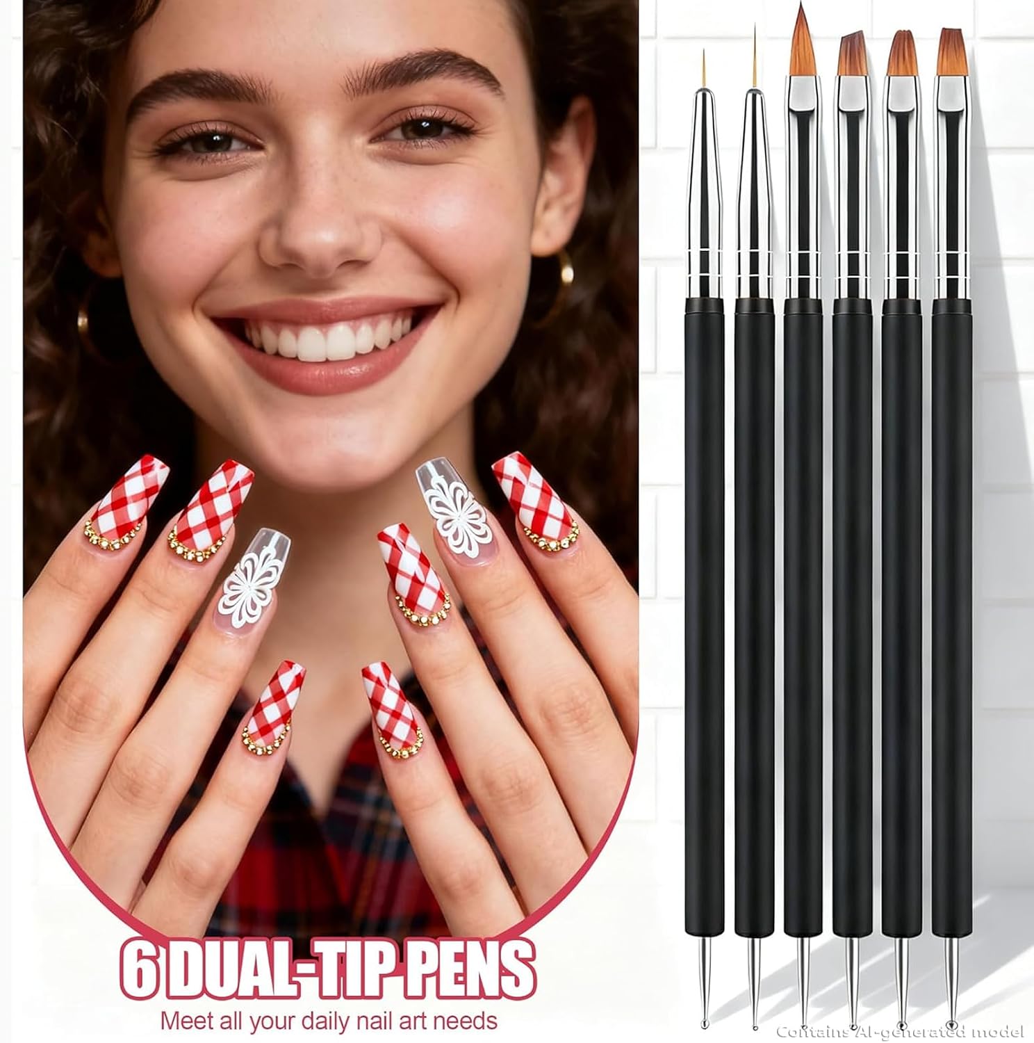 Thumbnail 2 de Artdone Nail Striping Tape Lines Kit with Nail Art Tools, Pens, Dotting Tools & Liner Brushes