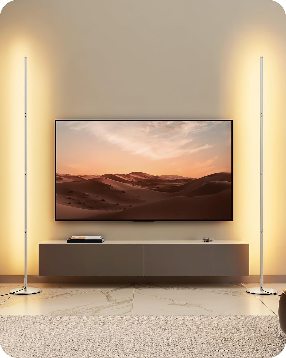 Detalle de EDISHINE – Lot de 2 lampadaires sur pied LED à intensité variable avec interrupteur à pied, lumière chaude 3000K