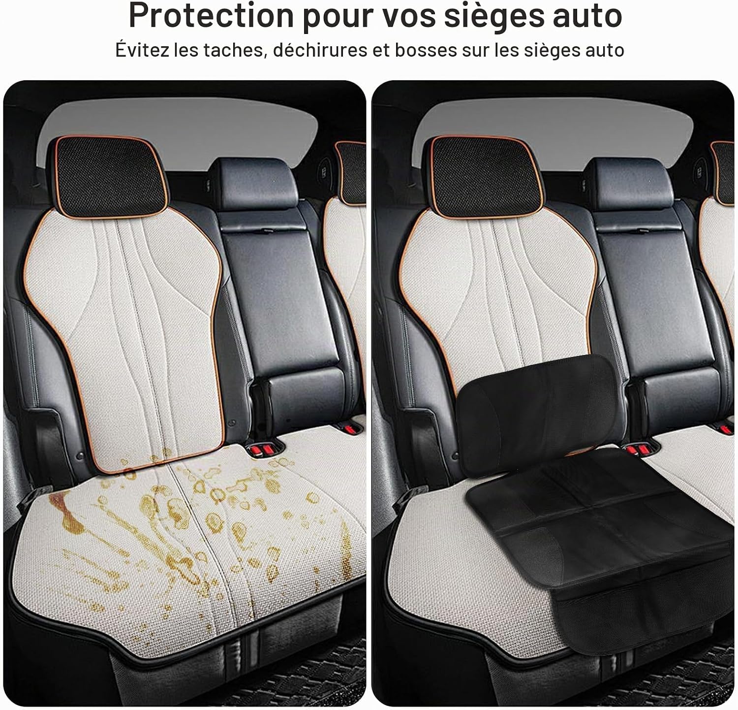 Detalle de EclipseGuard autostoelbeschermer van 600D Oxford, grijs, met ISOFIX-openingen