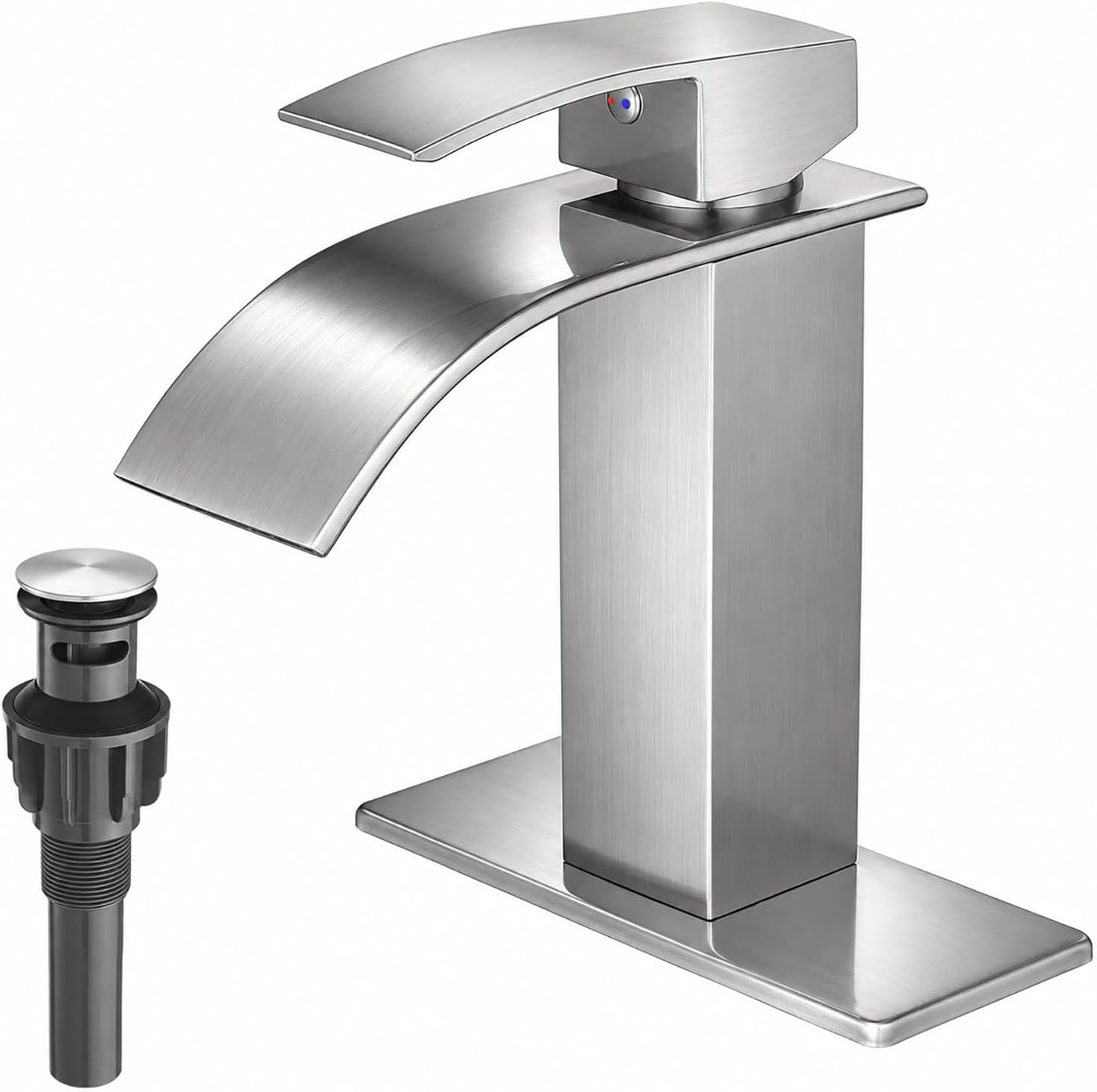 Detalle de VOTON V-1527L Waterfall Bathroom Faucet, Brushed Nickel, Single-Hole