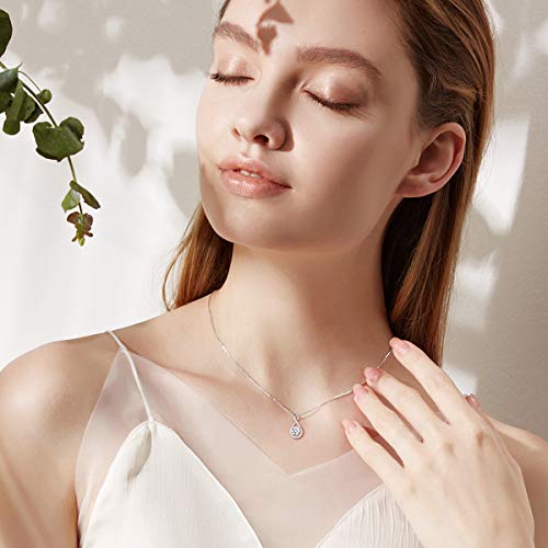 Detalle de FANCIME Collar de Piedra de Nacimiento para Mujer | Colgante Infinito en Plata de Ley