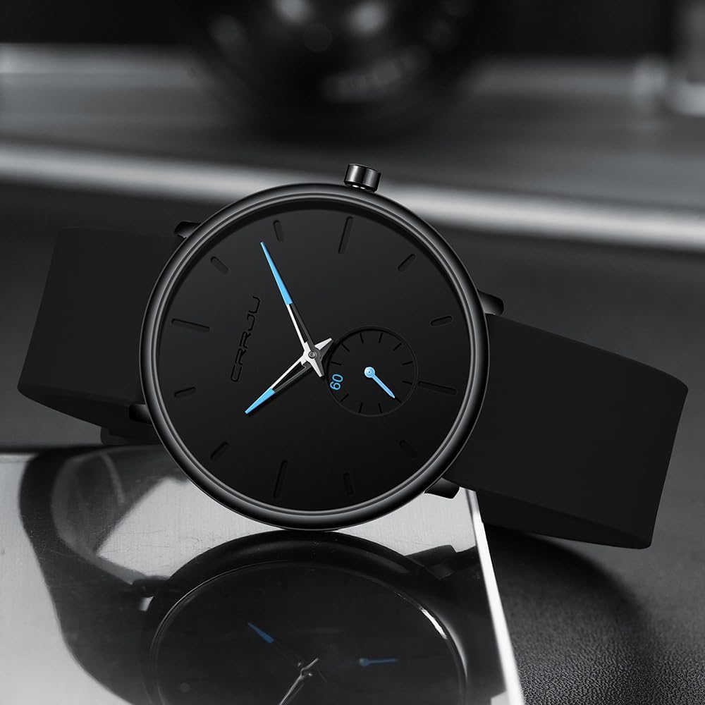 Detalle de CRRJU Herren Uhren – Ultraleichtes Minimalismus-Chronograph-Design mit Silikonarmband
