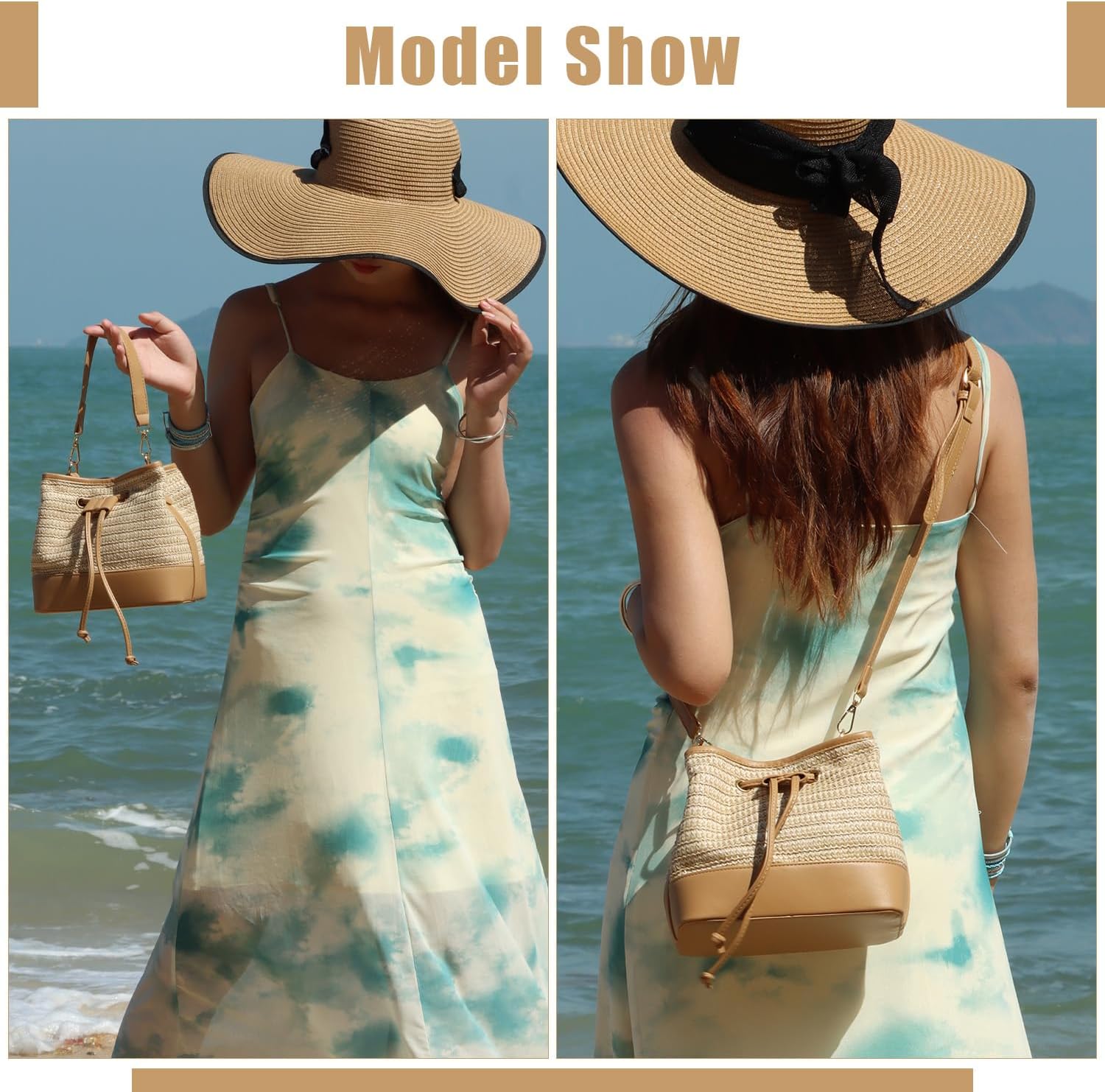 Detalle 2 de Freiesoldaten Straw Bucket Bag Drawstring Shoulder