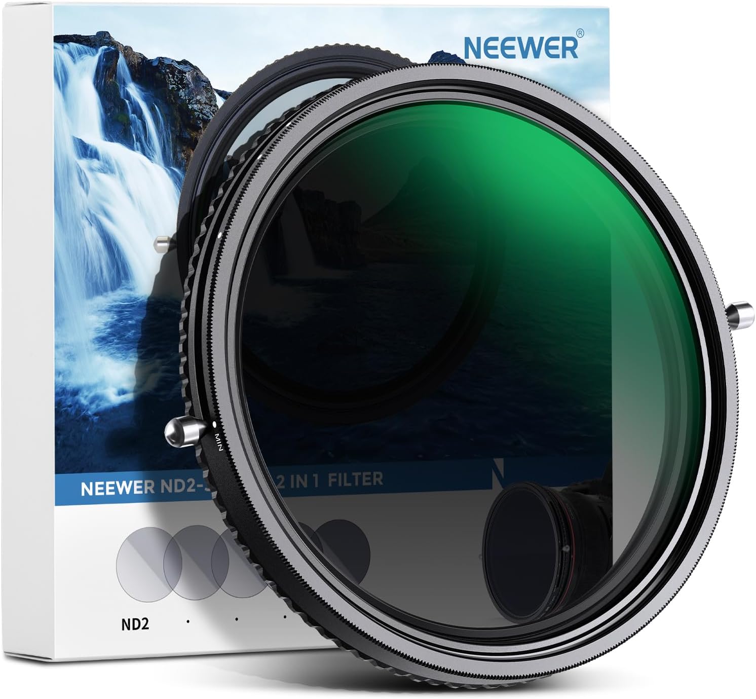 Detalle de NEEWER 2 in 1 Filtro HD Variabile da 72mm ND2-ND32 e CPL