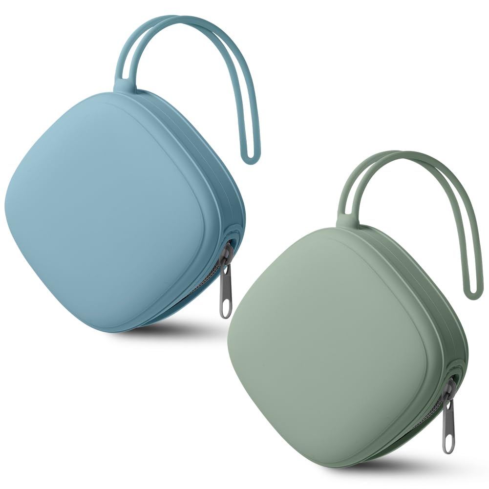 Detalle de Aolso Silikon Schnullerbox Quadrat – BPA-frei, wasserdicht und tragbar (Blau-Grün)