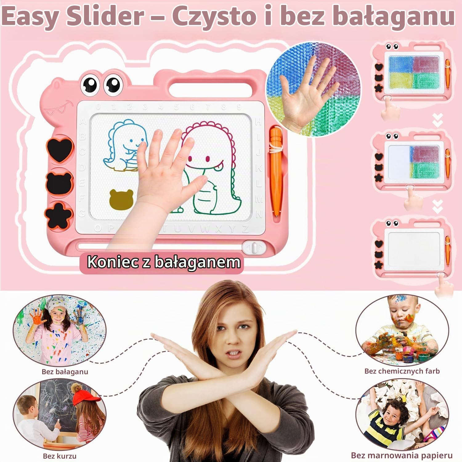 Thumbnail 3 de AiTuiTui KLW8820 – magnetyczna tablica do rysowania, 4 kolory i stemple