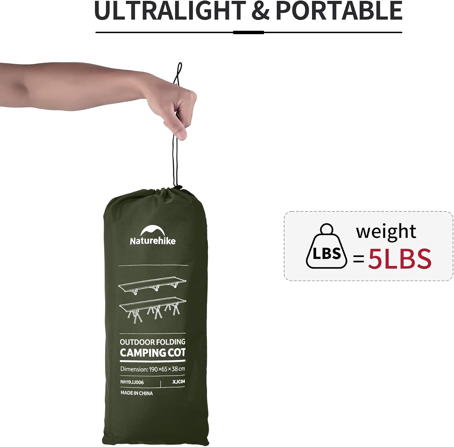 Detalle de Naturehike Folding Camping Cot 7075 Aluminium Alloy