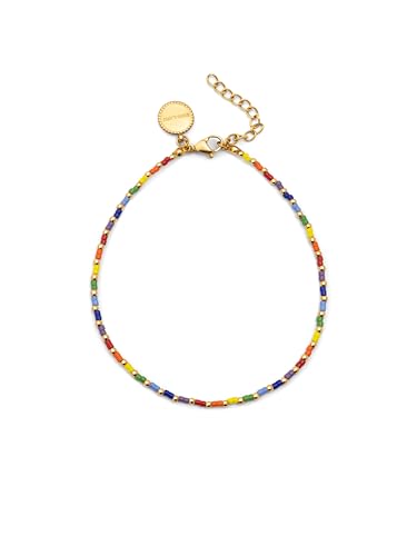 Tobillera Mujer Rainbow Acero Baño Oro de SINGULARU