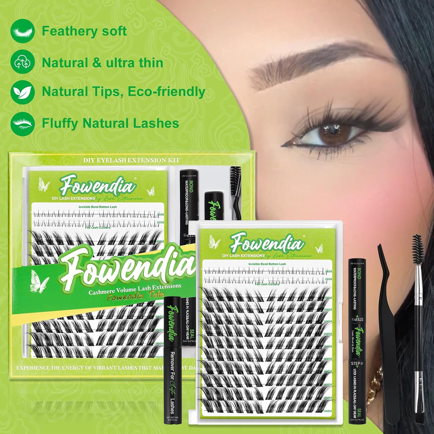 Thumbnail 6 de Fowendia Fox Cat Eye Lash Clusters, D-Curl DIY Kit, 8–18 mm