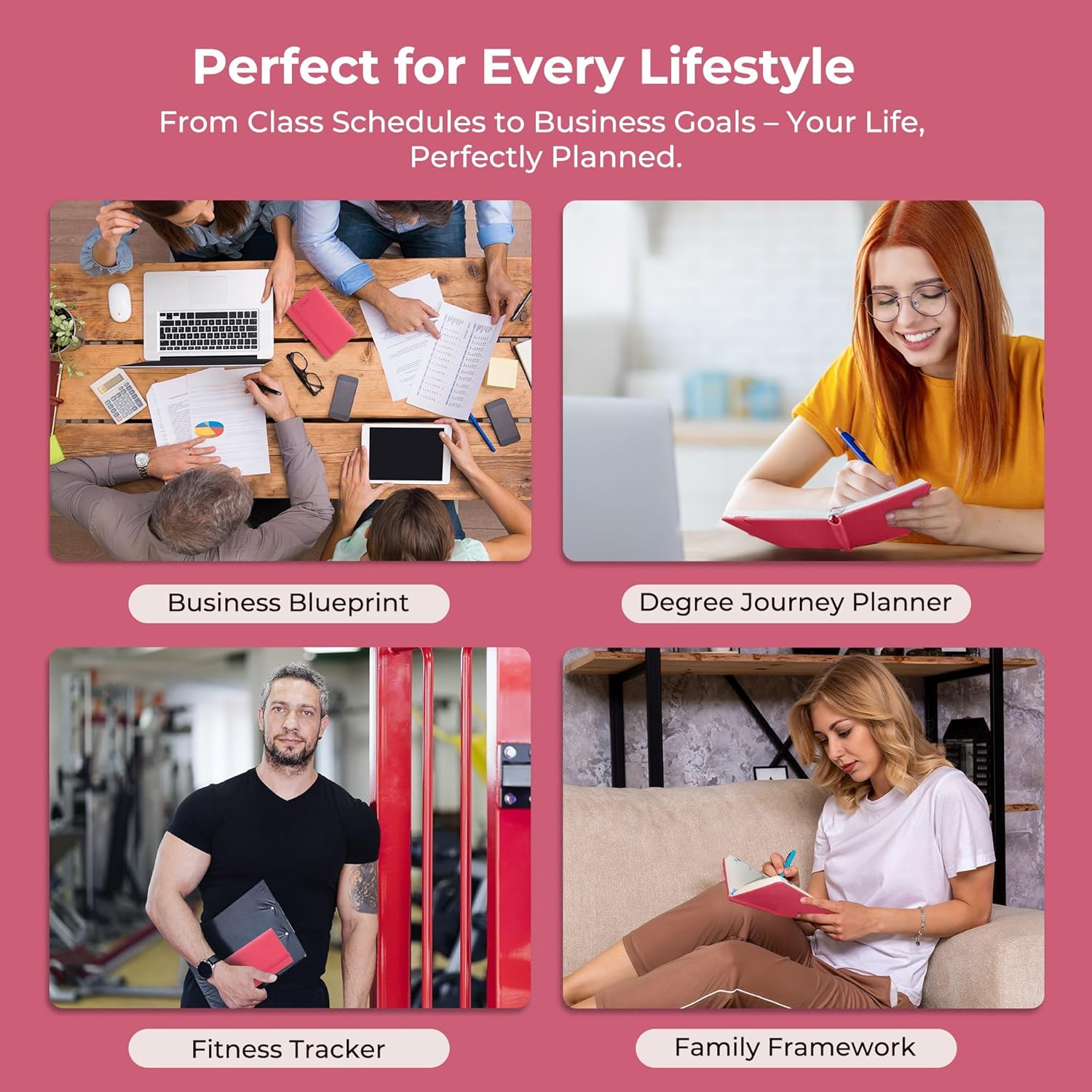 Thumbnail 6 de IN-LUXPRO Academic Diary 2026-2027 – Pocket A6 Week to View Slim (16.4x9.5cm) in Rose Red PU Leather