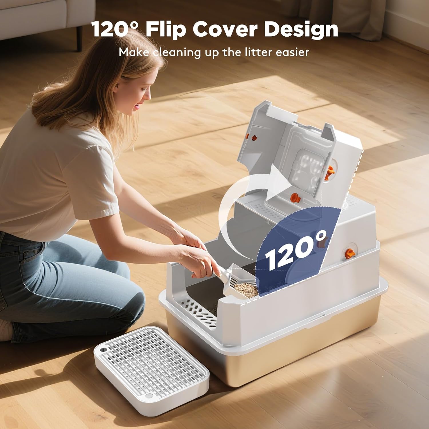 Thumbnail 1 de MIXJOY XXL Stainless Steel Cat Litter Tray