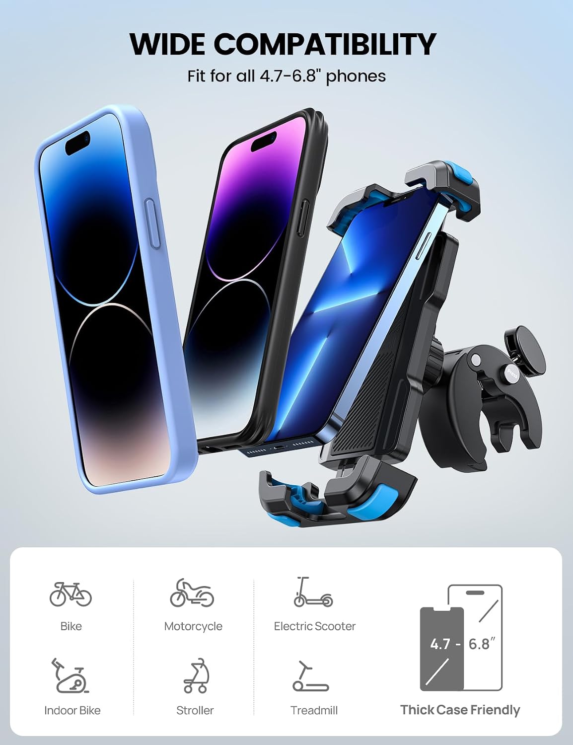 Thumbnail 4 de Lamicall Motorcycle Phone Holder Bike with Quick Release Clamp (BP07) – Blue