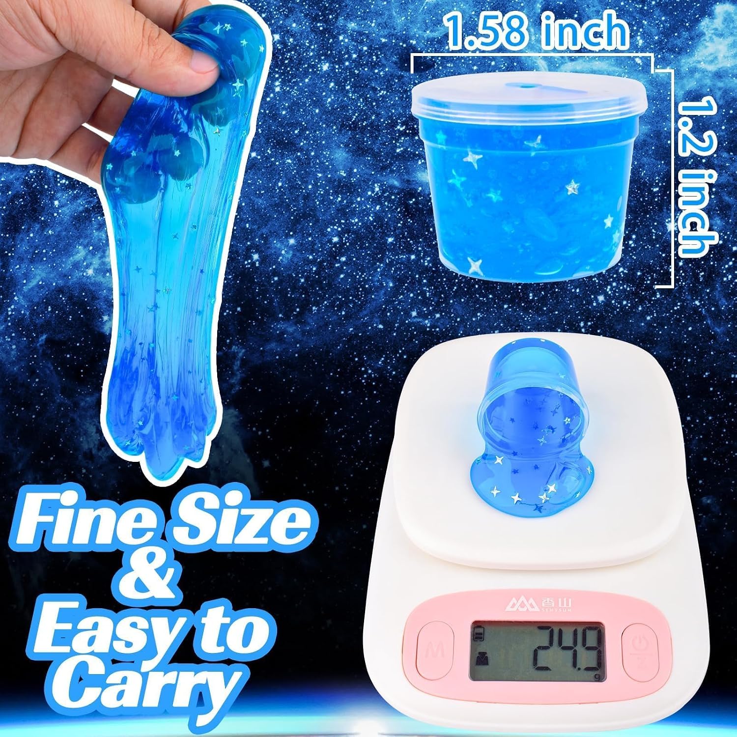 Detalle de Galaxy Slime Bulk 24 Pack in Blue Galaxy Theme (24 clear-lidded cups)