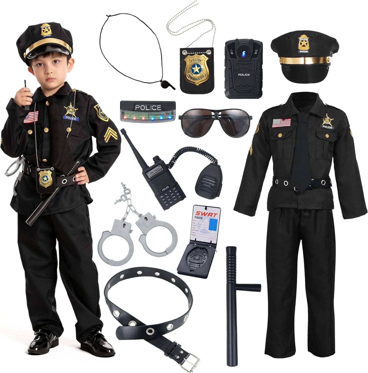 Detalle de Spooktacular Creations 14-Piece Kids’ Police Costume with Role-Play Accessories
