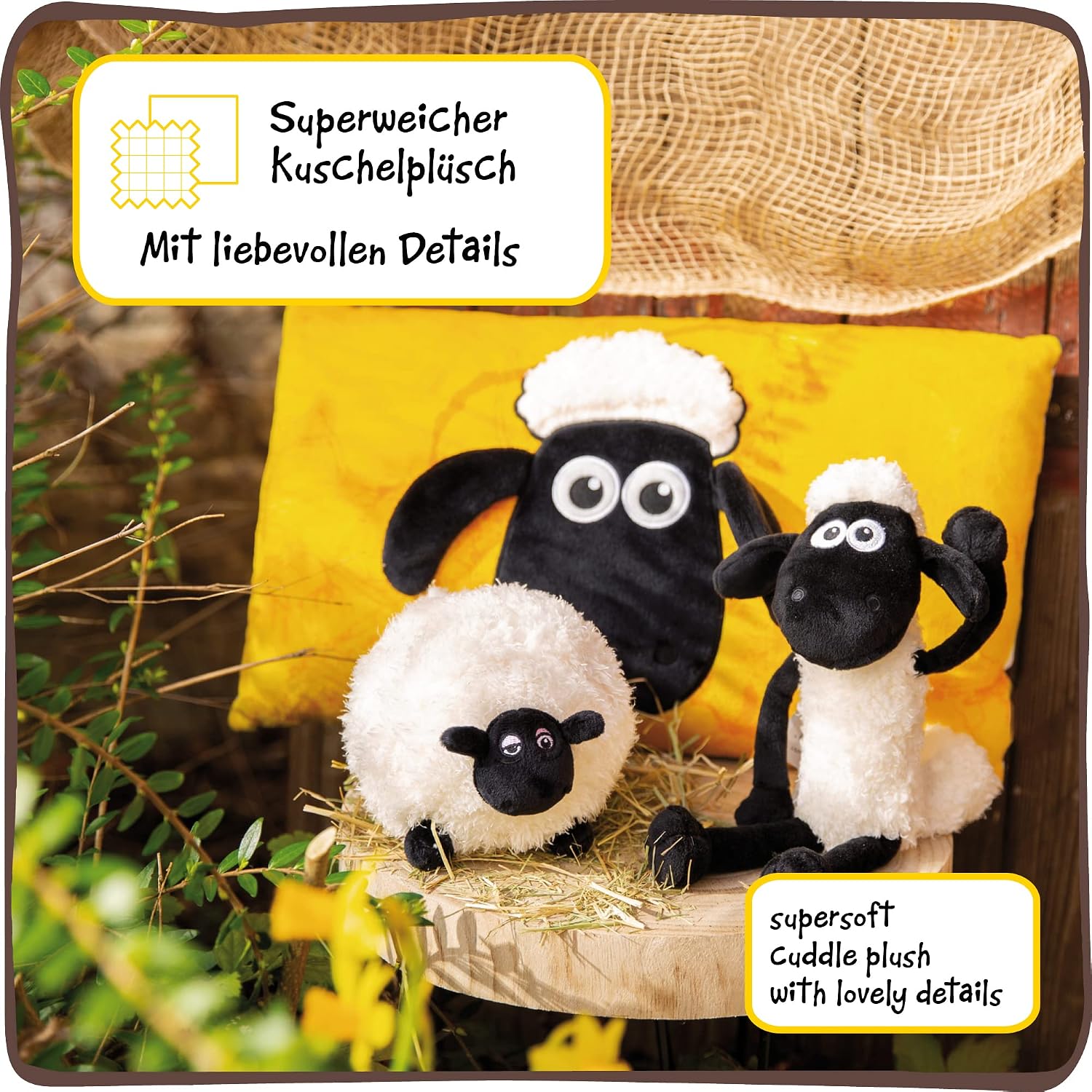 Detalle 1 de NICI 48076 – przytulanka Baranek Shaun 50 cm, biała i puszysta