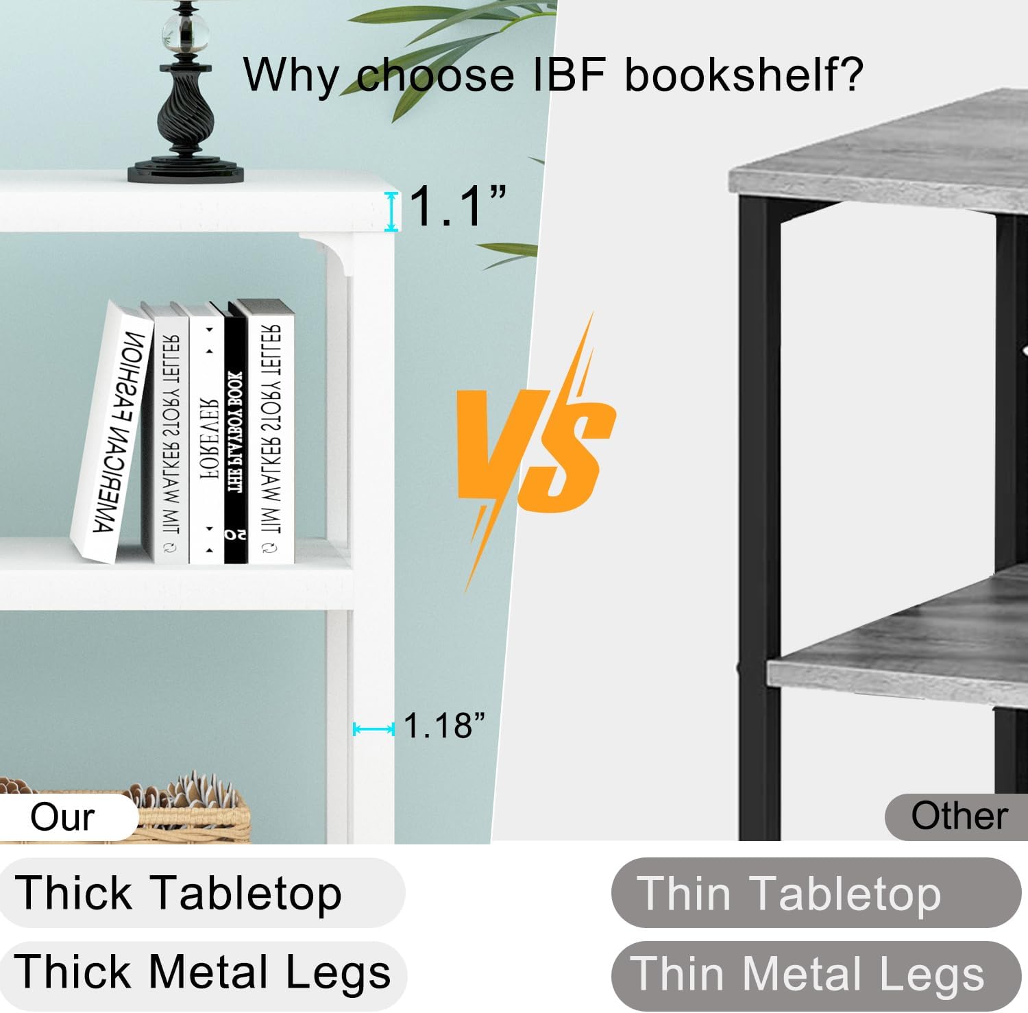 Thumbnail 4 de IBF Libreria industriale in legno bianco a 5 cubi orizzontale, stile rovere bianco 107 pollici