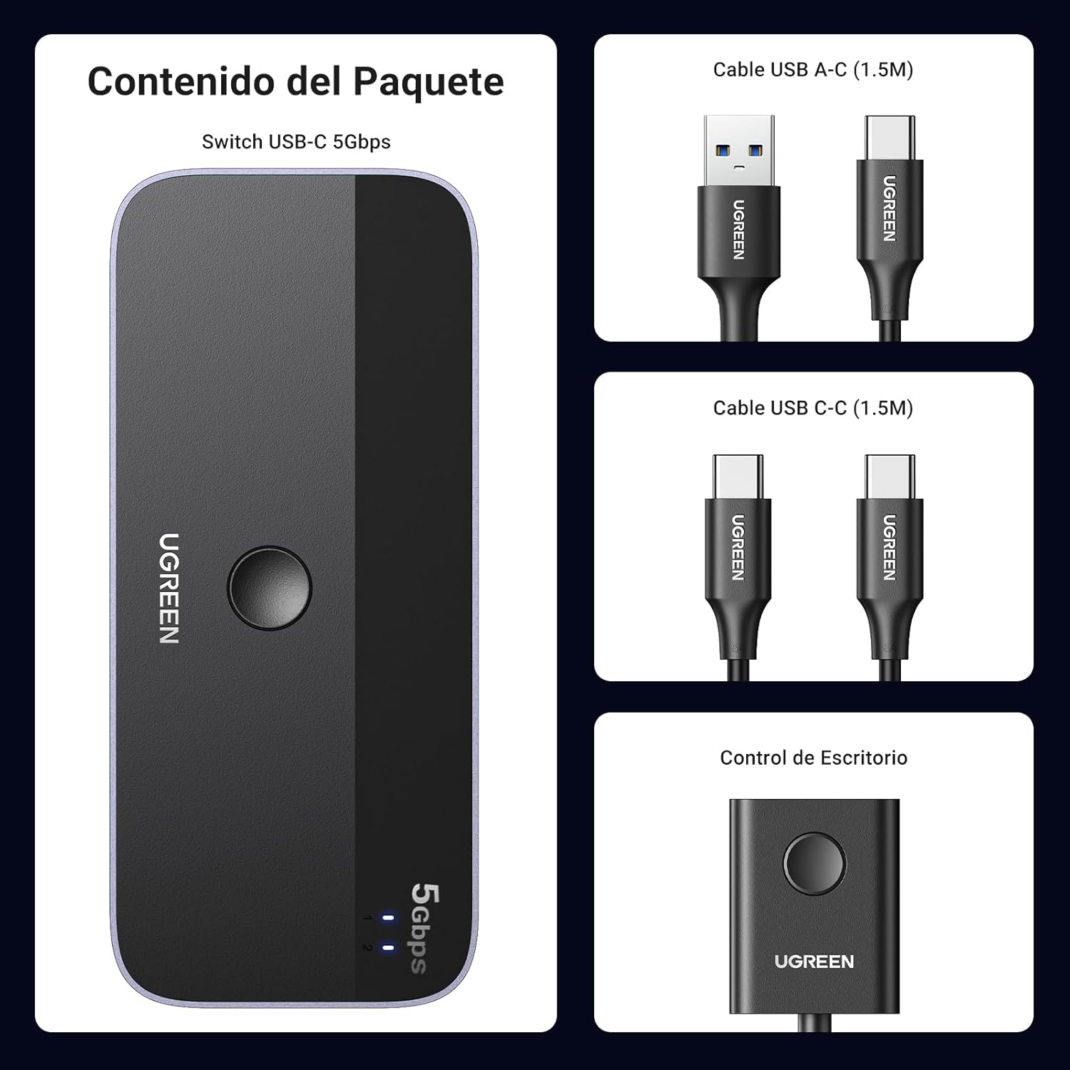 Thumbnail 7 de UGREEN Switch USB C KVM 4 Puertos 5Gbps para 2 PC