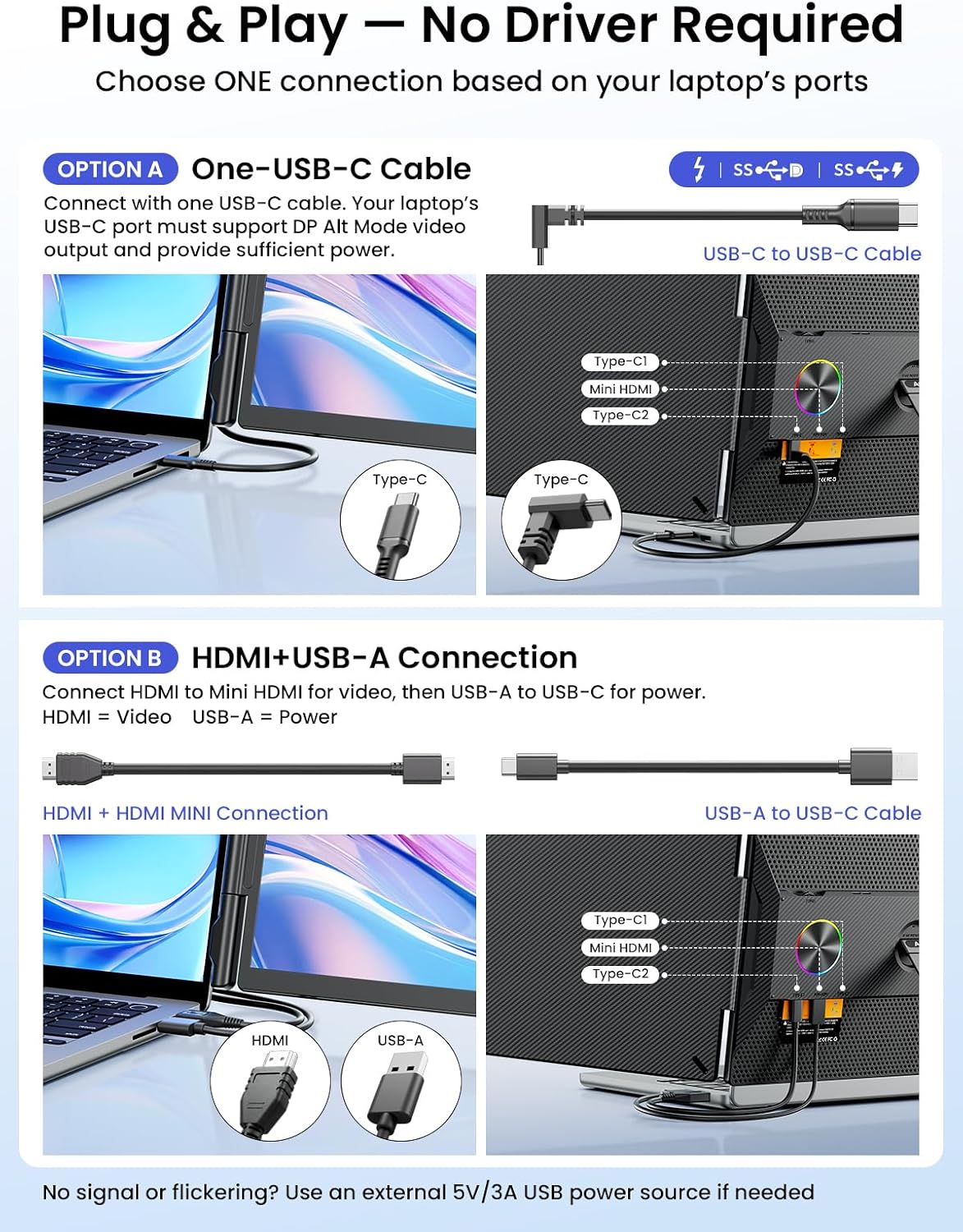 Detalle 2 de Anyking 14” FHD Laptop Screen Extender: Portable Dual Monitor for 13–17.3” Laptops