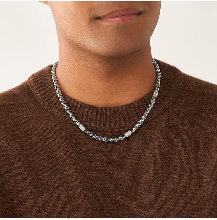 Thumbnail 4 de Fossil Collana a catena da uomo in acciaio inox con chiusura a moschettone bicolore lucido