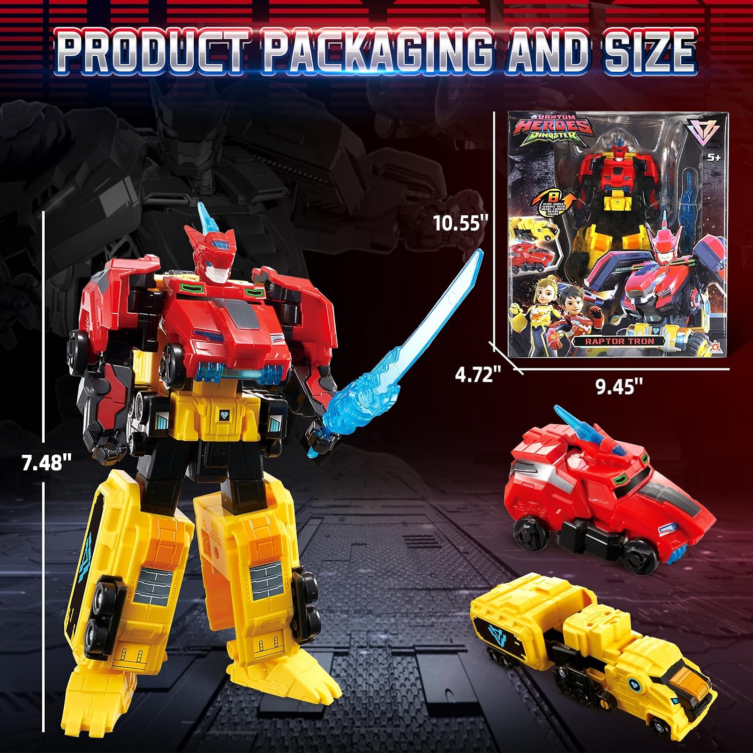 Thumbnail 3 de Quantum Heroes DINOSTER Raptor Tron 2in1 Roboter