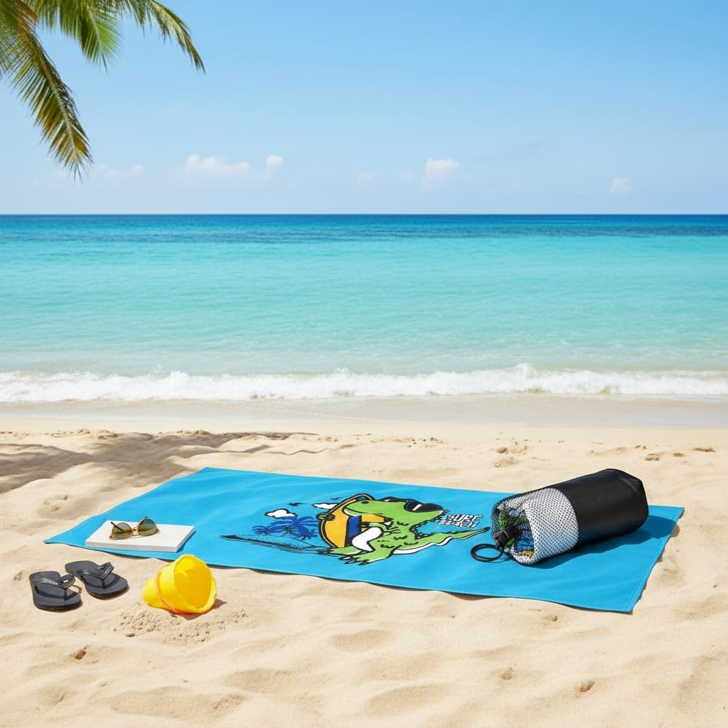Detalle de DJDEA Serviette de Plage Adulte 90x180 cm en Microfibre – Imprimé Fruits