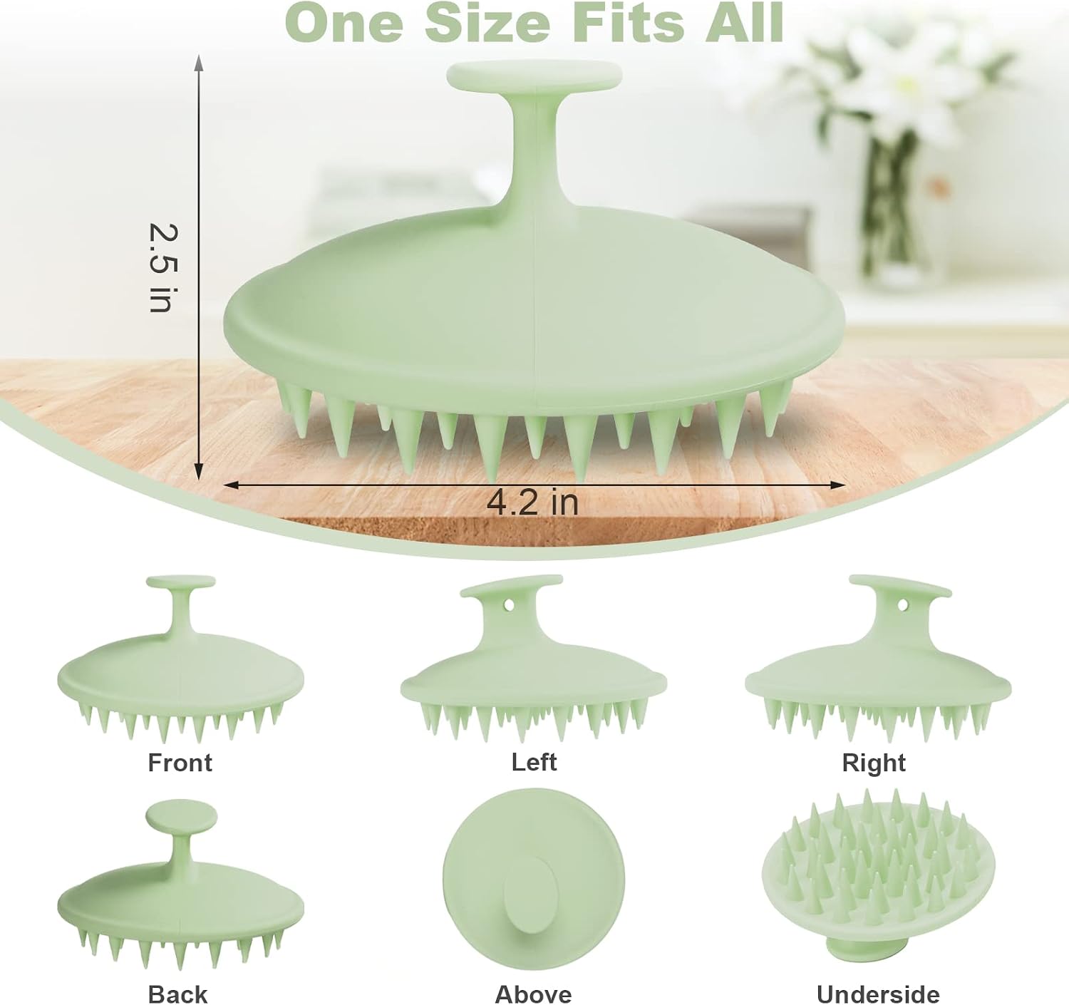 Thumbnail 1 de Meartchy 700f3d1f-b198-4ac8-8092-71400bbd1942 Silicone Scalp Massager Brush, Grass Green