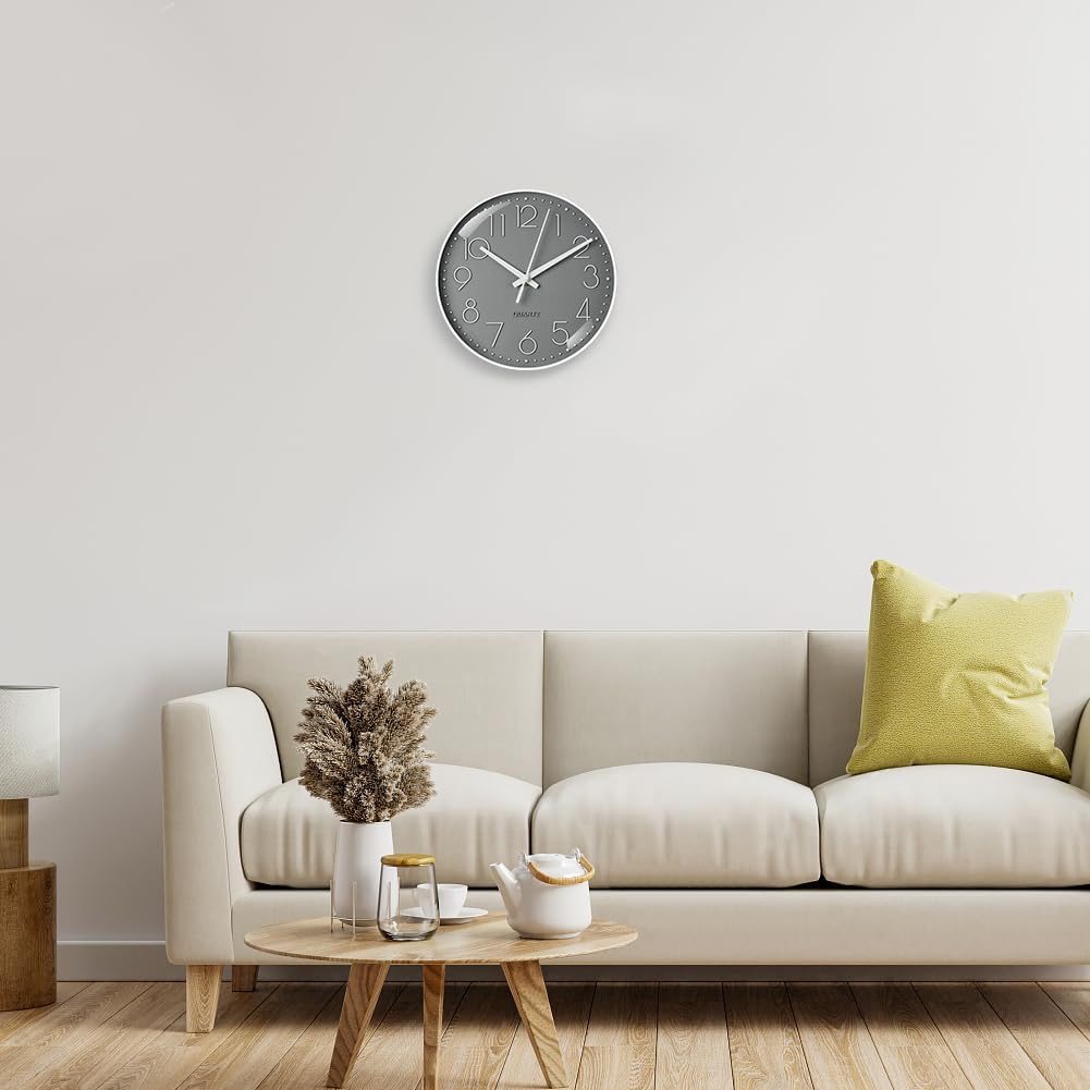 Thumbnail 6 de Aolso ronde wandklok van 20 cm, stil kwartsuurwerk, grijze wijzerplaat