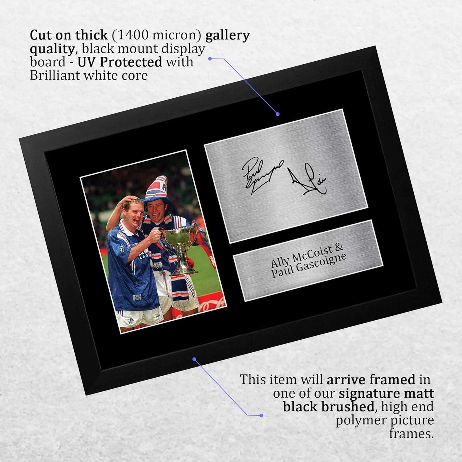 Thumbnail 2 de HWC Trading A4 Framed Signed Autograph Picture of Ally McCoist & Paul Gascoigne (Rangers) – Gift-ready wall display