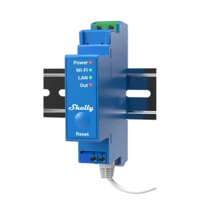 Detalle 2 de Shelly Relé Wi-fi Lan Bt Din Pro 1 — Relé inteligente con Wi‑Fi, LAN y Bluetooth para instalaciones profesionales