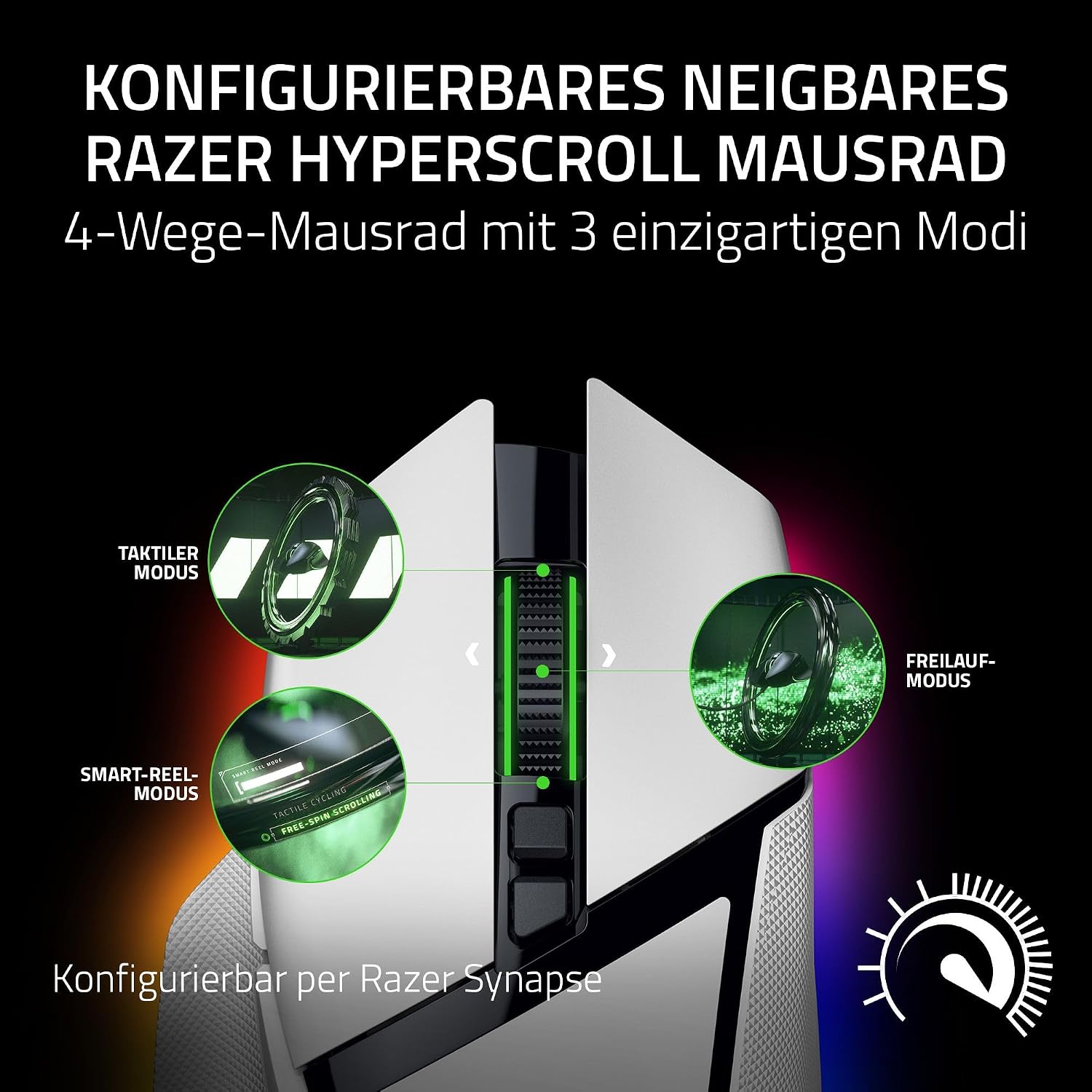 Detalle de Razer Basilisk V3 Pro 35K – kabellose Ergonomie-Maus mit 35K Sensor, 13 Tasten und Chroma RGB