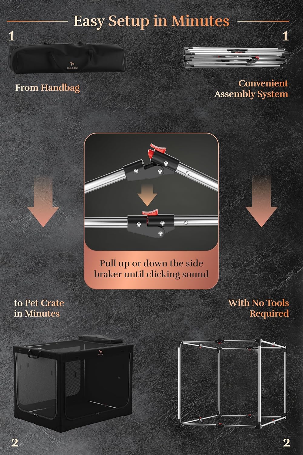 Thumbnail 4 de Noah & Paw 30-Inch Collapsible Dog Crate (Large) with 10mm Locking Zippers and Pet Mat