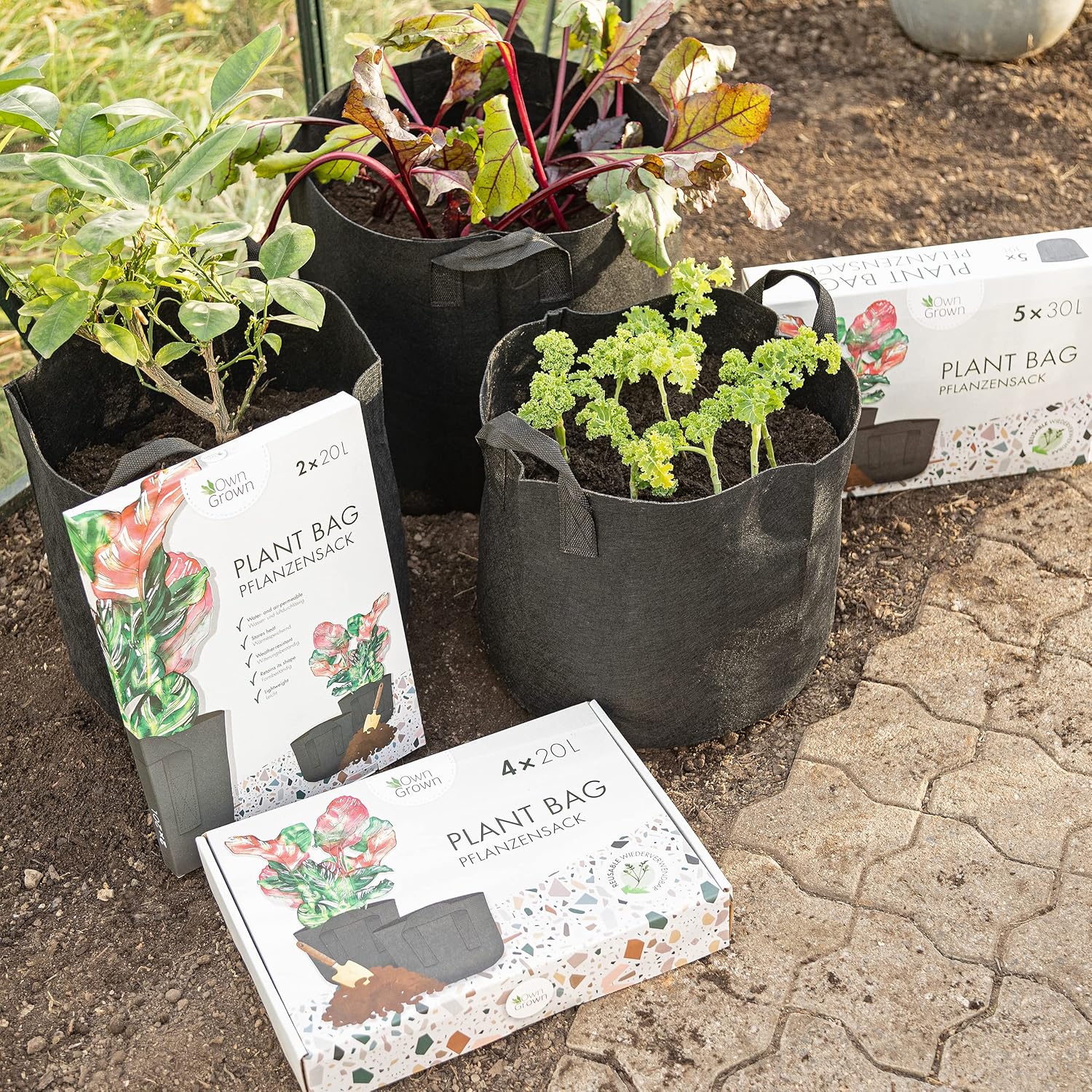 Detalle 1 de OwnGrown Set Maceteros 20L para Patatas 🌱 Bolsa de Jardín Exterior