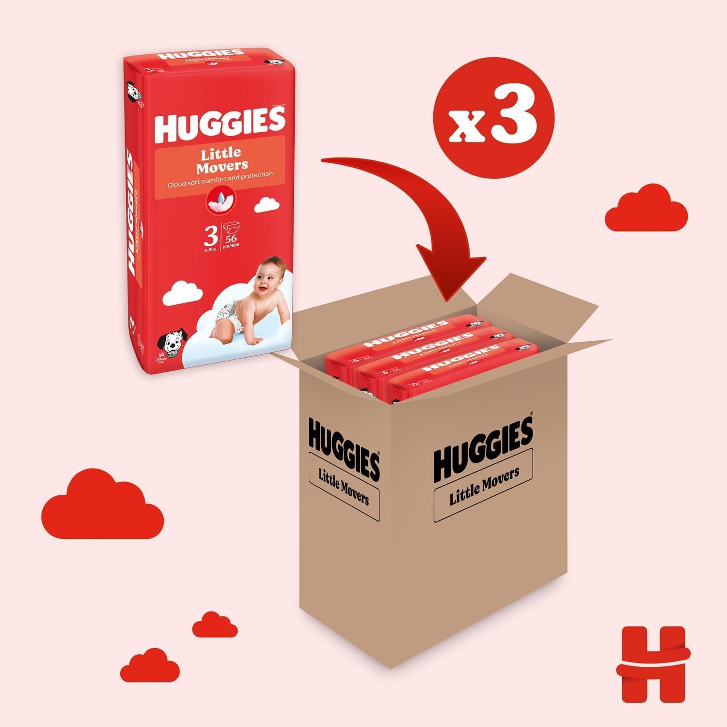 Thumbnail 2 de Huggies Little Movers Taglia 3 168 pz