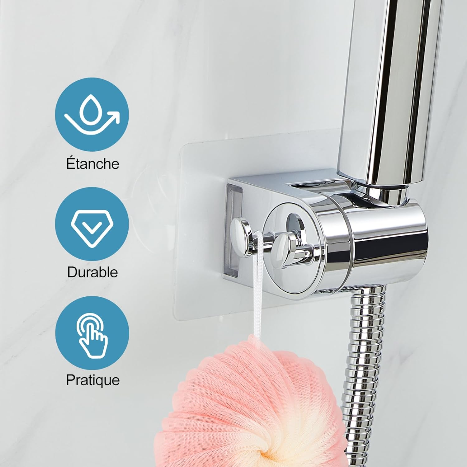 Thumbnail 3 de OFFO Support Pommeau de Douche sans Percage – Support Douchette Universel, Angle Réglable et Transparent