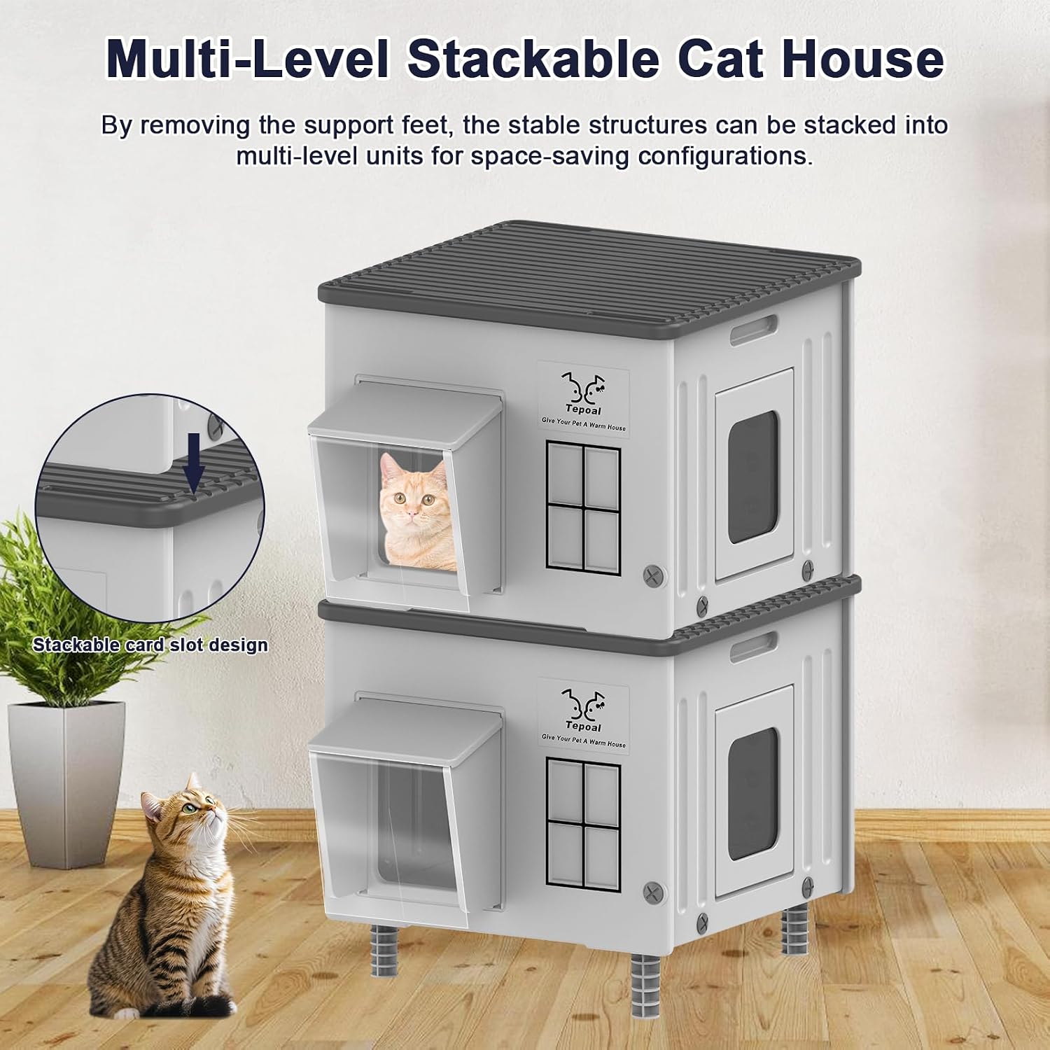 Detalle 2 de Lxheir PL3560C Heated Outdoor Cat House, 17.7 x 17 x 17.5 in