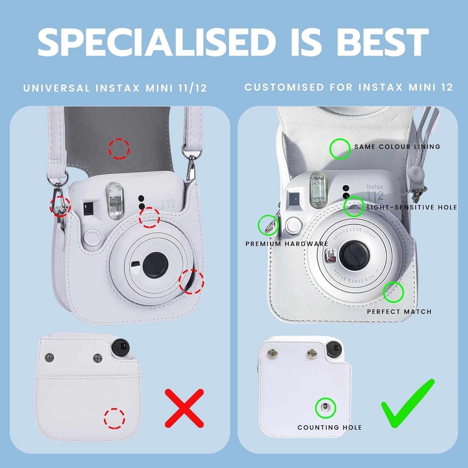 Thumbnail 3 de Clikoze Instant Camera Accessories Bundle for Fujifilm Instax Mini 12 (Pastel Blue)