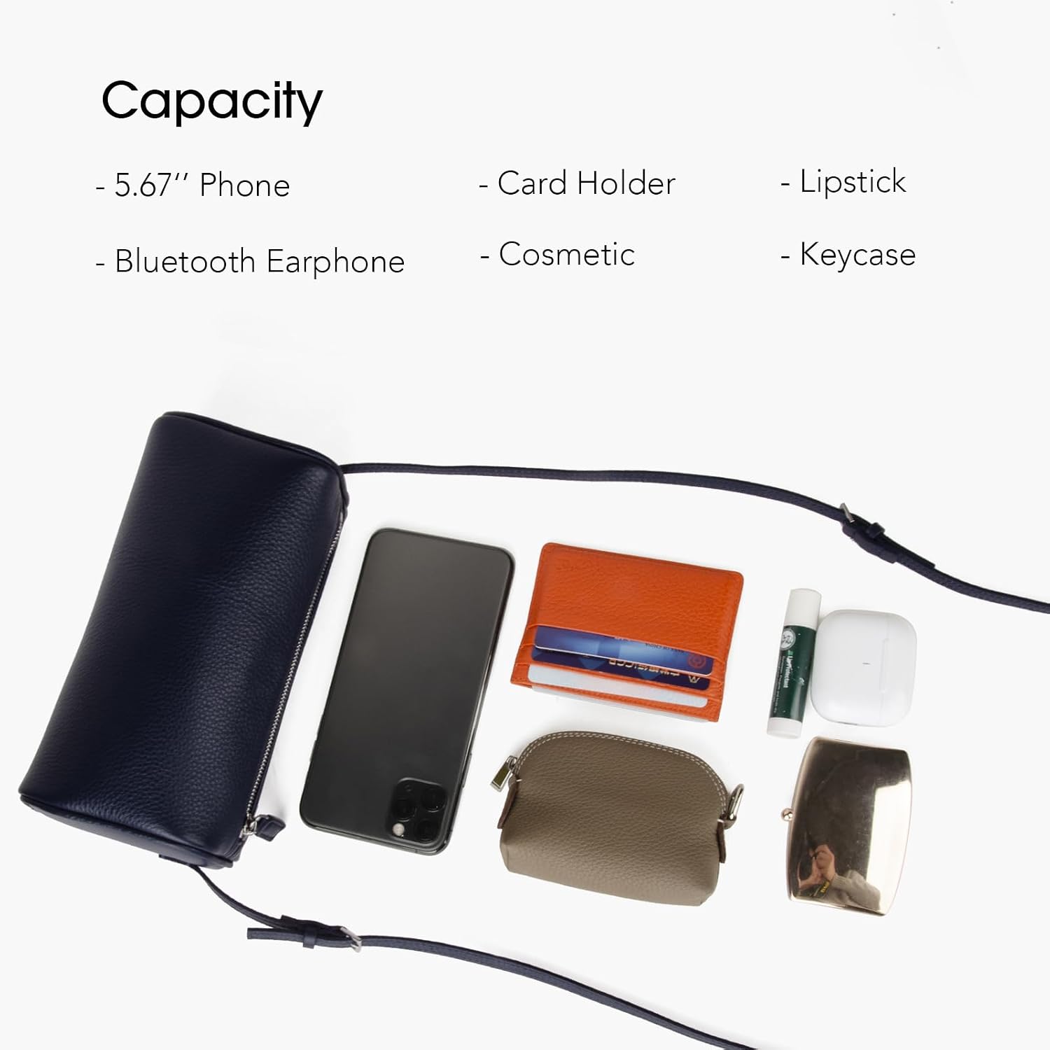 Thumbnail 5 de DONNAIN Premium Full-Grained Leather Crossbody 7.48